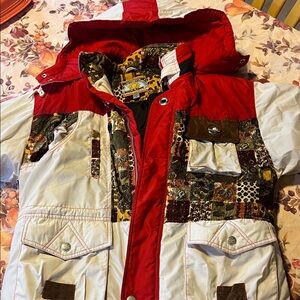 Stylish Red and White Women's Puffer Jacket